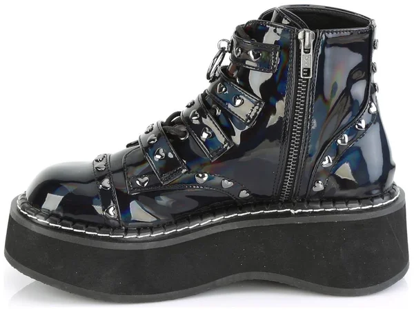 Demonia Women's Emily 315 Ankle Boot - Size: 11, Black Hologram Vegan Leather