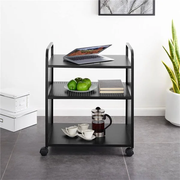 Hawthorne Collections Metal Bar and Serving Cart in Black