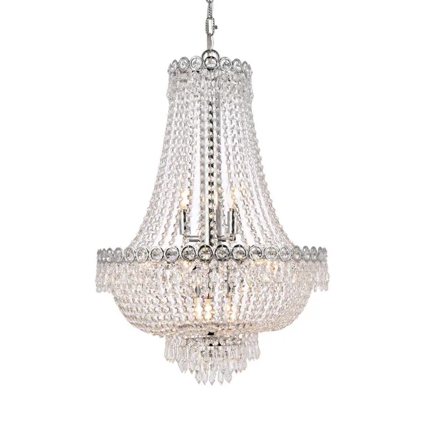 Elegant Lighting V1900D20C/RC Century 12 Light Chrome Chandelier Clear Royal Cut Crystal