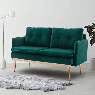 COOLMORE Velvet Sofa - Accent Sofa .Loveseat Sofa with Stainless Feet Mercer41 Fabric: Green Velvet