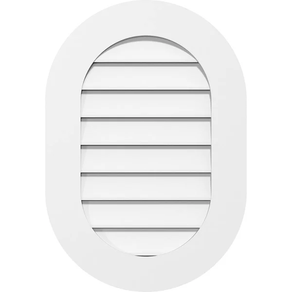 Ekena Millwork GVPVR24X4201SF 24x22W x 42x22H Vertical Round Ended Surface Mount PVC Gable Vent: Functional - w/ 3-1/2x22W x 1x22