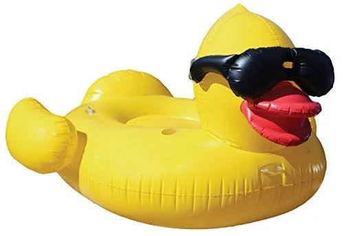 Game Giant Derby Duck Inflatable Pool Float with Pump Yellow