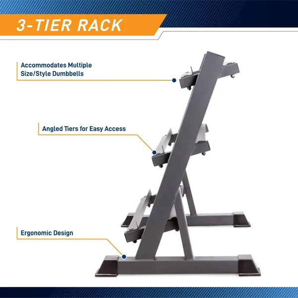 Marcy 3-Tier Dumbbell Rack Multilevel Weight Storage Organizer for Home Gym