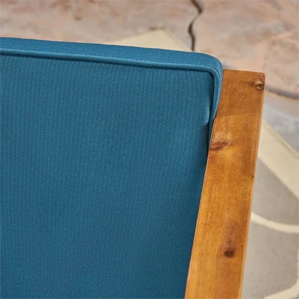 Newbury Outdoor 4 Piece Acacia Wood Chat Set with Cushions - Teak, Dark Teal