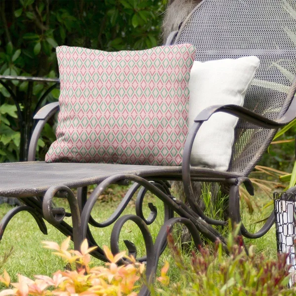 Full Color Arrow Diamonds Indoor/Outdoor Pillow - 16 x 16 - Pink & Teal - N/A