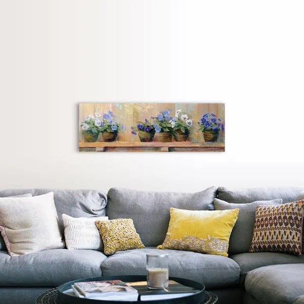 Violets in Pots - Canvas Wall Art, 48x16, Great Big Canvas