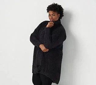 All Worthy Hunter McGrady Jacquard Cocoon Cardigan - Size M/L, Black