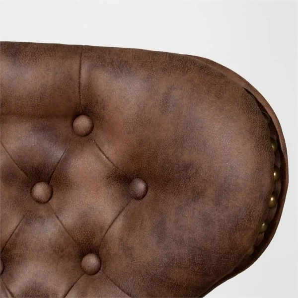 Bowery Hill 26x22 Faux Leather Tufted Swivel Counter Stool in Chestnut