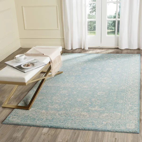 Safavieh Evoke EVK270D 5&1x22 x 5&1x22 Square Light Blue, Ivory Area Rug