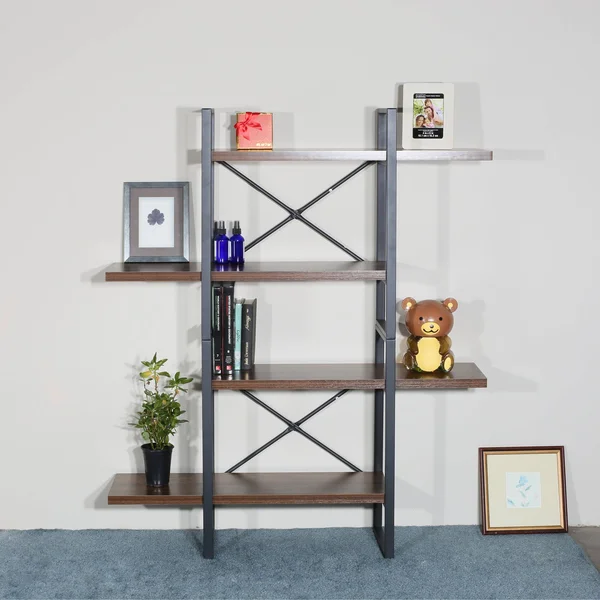 4 Shelf Display Bookcase by Davee Furniture Inc, Size: 56.69 H x 47.24 W x 11.34 D, Brown