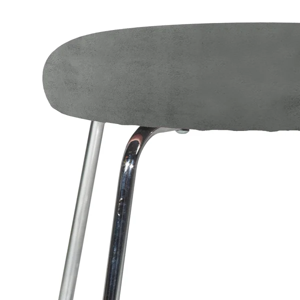 Hillsdale Furniture Regan Metal Vanity Stool, Chrome with Gray Velvet