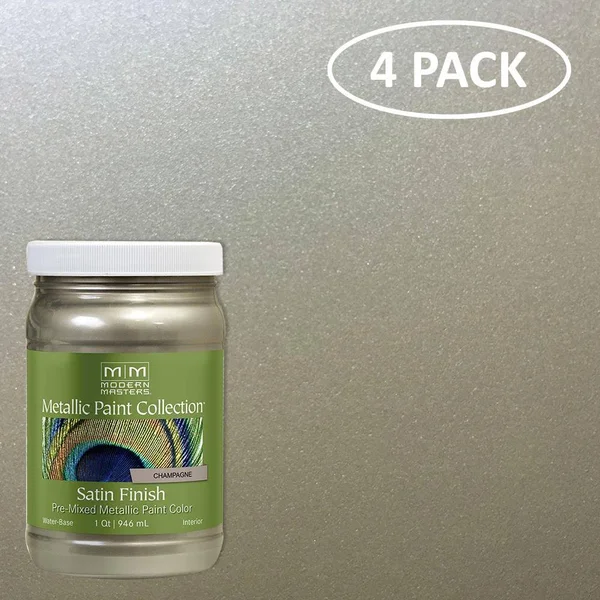 Rust-Oleum Modern Masters - Metallic Paint Collection, Satin Champagne, 32 oz. (4 Pack), ME20632SOS