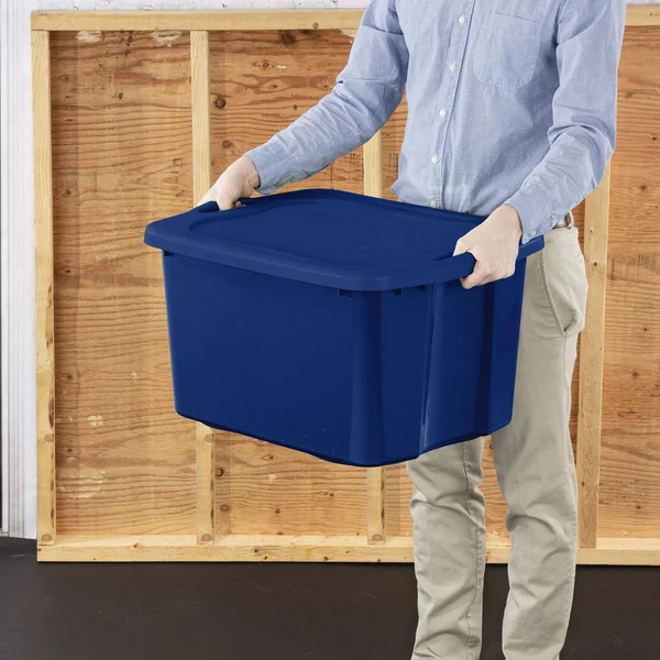 Sterilite 17.5 gal. Set of 6 Plastic EZ Carry Storage Bin - Stadium Blue, Size: 24 5/8 inch Large x 18 3/4 inch W x 13 7/8 inch H