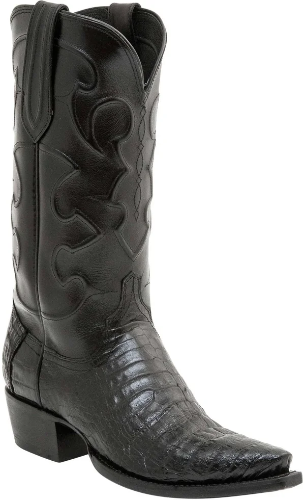 Lucchese Mens Cowboy Boots Black Caiman Belly