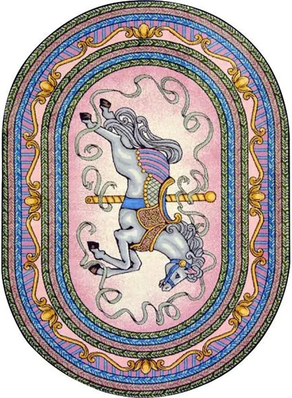 Joy Carpets 1473 Carousel Rug - Pink, 3&10x22 x 5&4x22 Oval