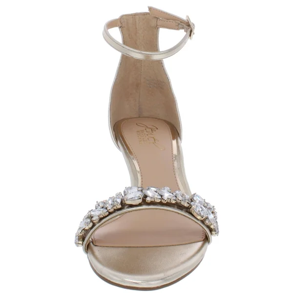 Jewel Badgley Mischka Dash Kitten-Heel Evening Sandals - Gold