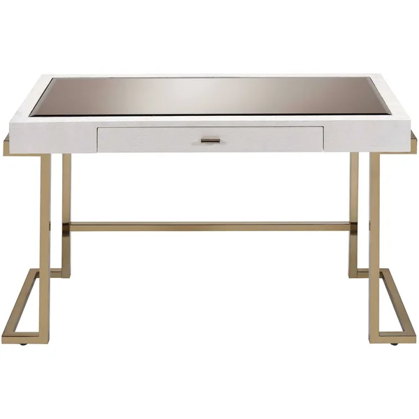 44x22 x 19x22 x 30x22 White and Champagne Desk