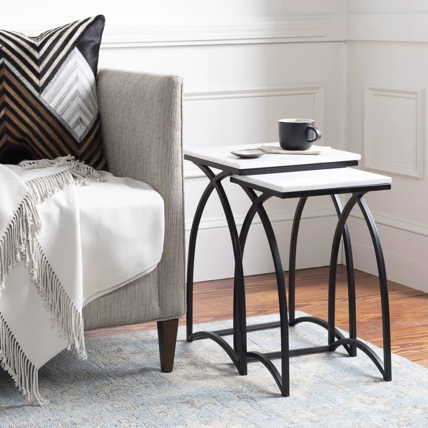 Handmade Home Modern BHS-0094383 Black White Marble Side Table