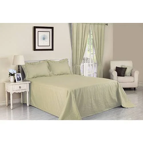 Solid Plisse Bedspread Queen Blue