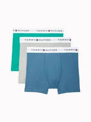 Tommy Hilfiger Men's Cotton Classics Trunk 3pk Green/Grey/Blue - M