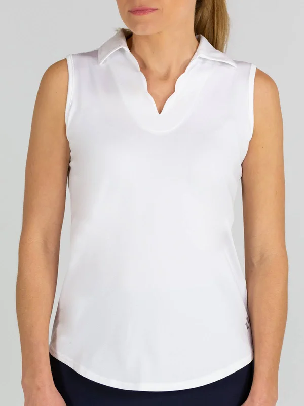 Jofit Women's Scallop Sleeveless Polo Size XS - White