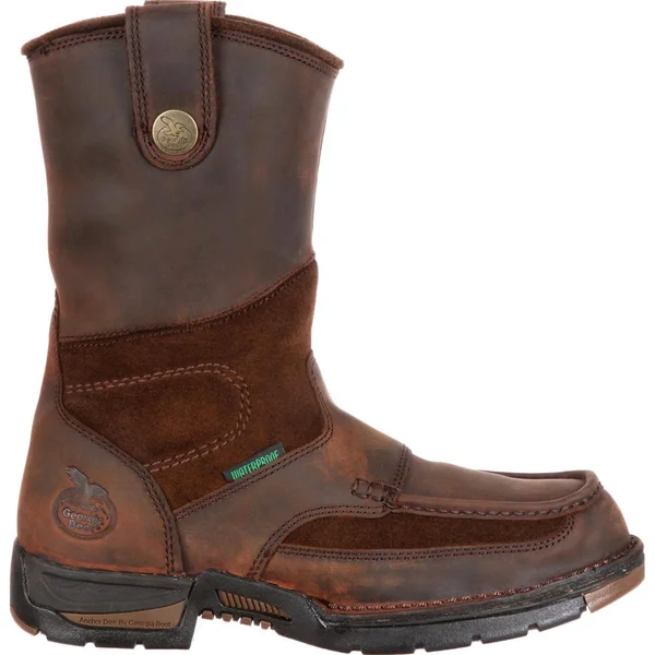 Men's Brown Georgia Athens Steel Toe Waterproof Wellington Size 14