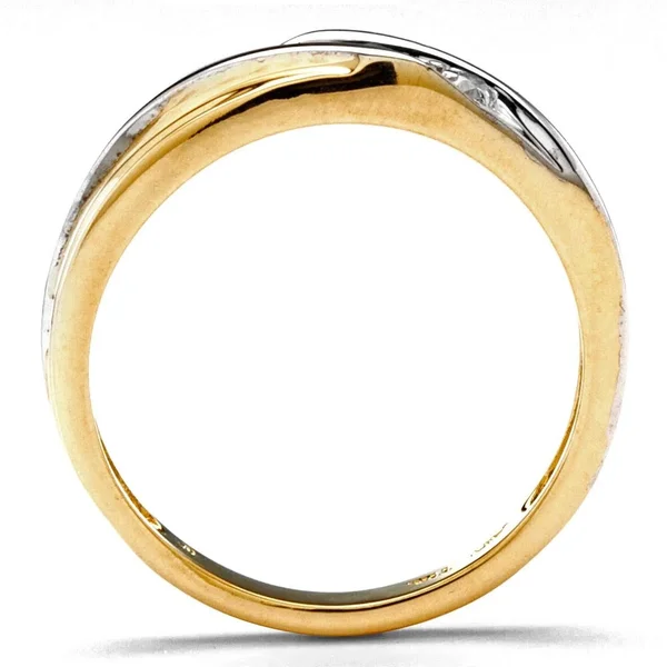 PalmBeach Jewelry Men's 1/10 TCW Round Diamond Two-Tone 10K Gold Diagonal Wedding Band Ring