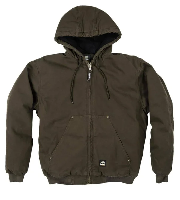 Men's Berne Apparel Washed Hooded Jacket Bark