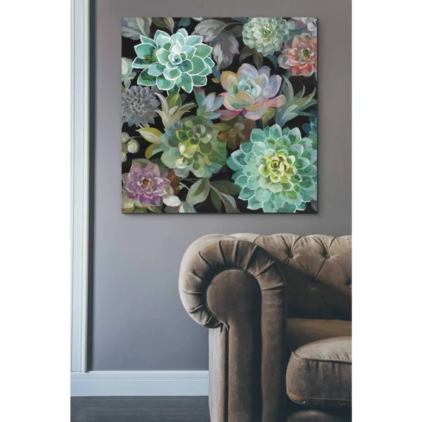 Epic Graffiti Floral Succulents V2 Crop by Danhui Nai, Giclee Canvas Wall Art - 26x22 x 26x22