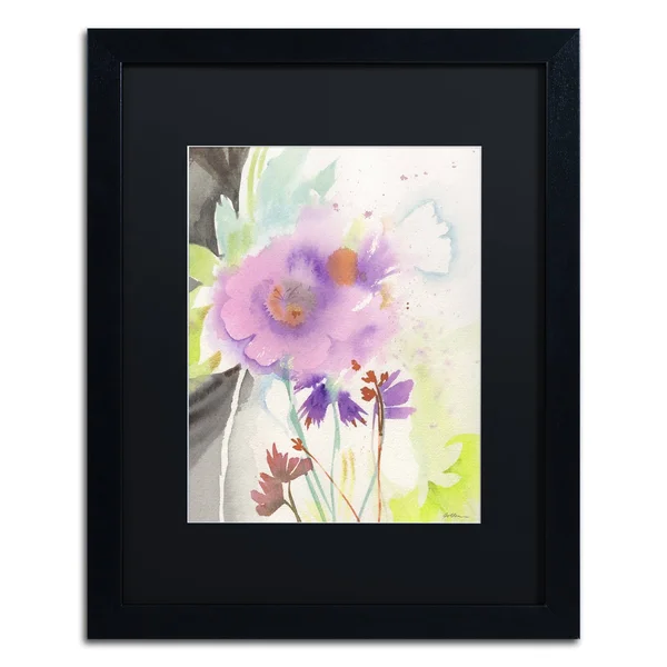 Trademark Fine Art Purple Poppies Canvas Art by Sheila Golden - Black Matte, Black Frame