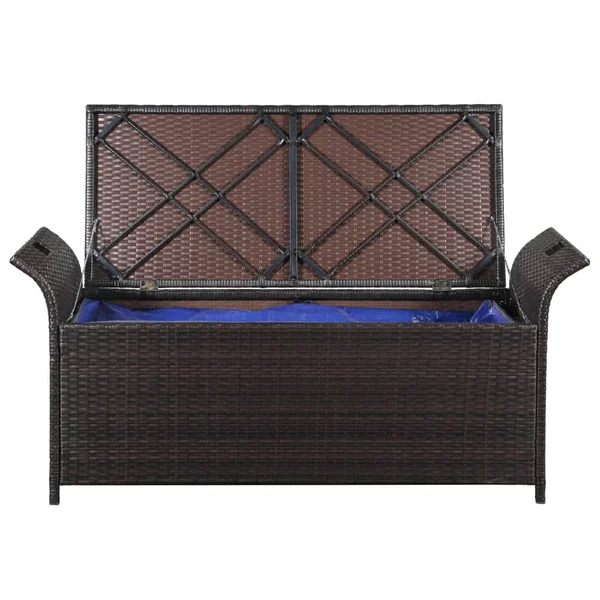 vidaXL Storage Bench with Cushion 54.3x22 Poly Rattan Black