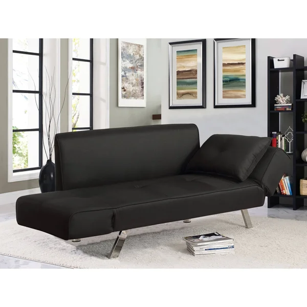 Serta Michigan Convertible Sofa with Adjustable Winged Arms - Black