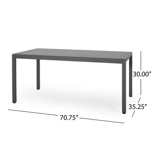 Cherie Outdoor Aluminum Dining Table with Tempered Glass Table Top by GDF Studio