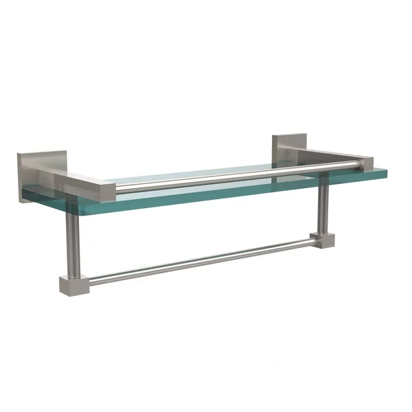 Allied Brass Montero Collection 16-inch Gallery Glass Shelf with Towel Bar - Polished Brass
