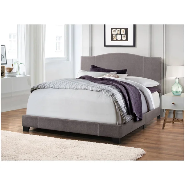 Accentrics Home All-in-One Modified Camel Back Upholstered Bed, Queen