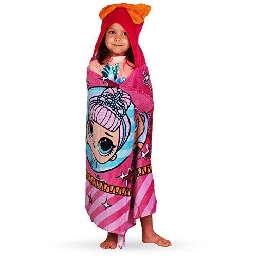 Franco Kids Bath and Beach Soft Cotton Terry Hooded Towel Wrap, 24 inch x 50 inch, L.O.L. Surprise