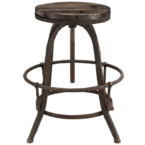 Hawthorne Collections Adjustable Bar Stool in Brown - HC-1530421