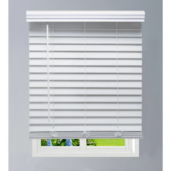 Linen Avenue Custom Cordless Outside Mount Faux Wood Blinds, 64.5 W x 72 H, White