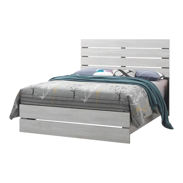 Geary Slatted Headboard Panel Bed - Coastal White - King