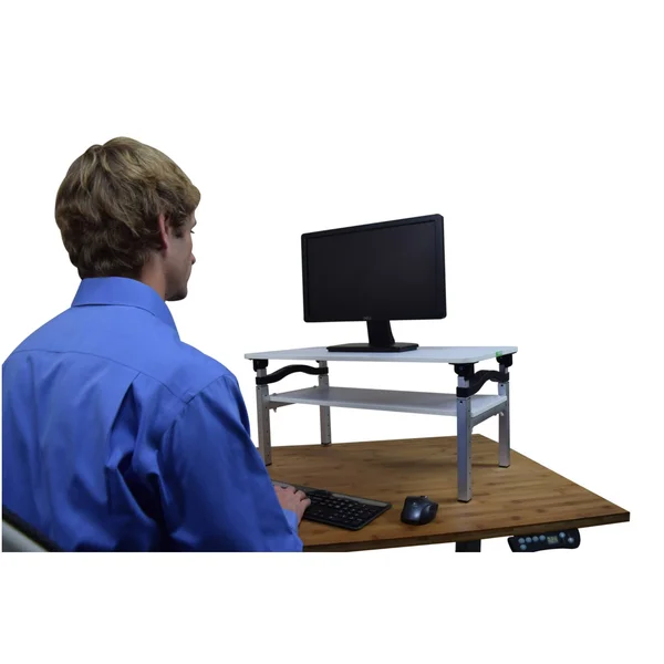 Uncaged Ergonomics Lift - Adjustable Height Computer Monitor Stand for Sitting & Standing, White