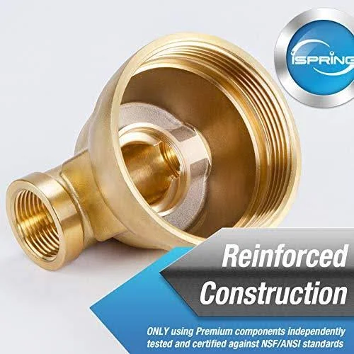iSpring WSP100B Large Reusable Whole Spin-Down Sediment Water Filter with Scraper and Brass Top Clear Housing - 100 Micron