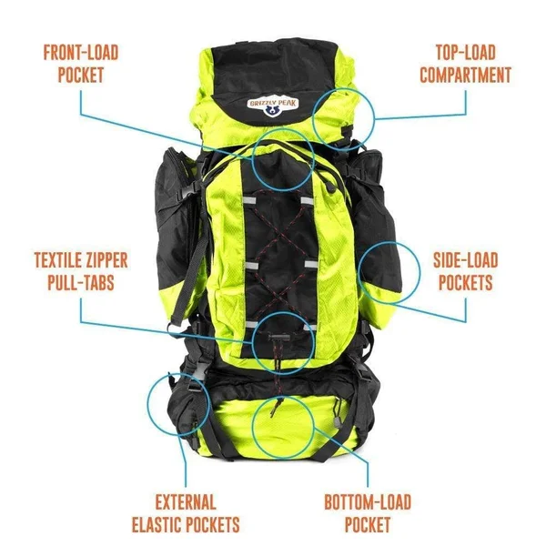 70L Internal Frame Backpack - Lime