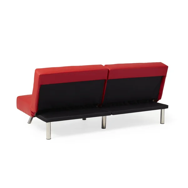 Abbyson Aspen Bonded Leather Foldable Futon Sleeper Sofa, Red