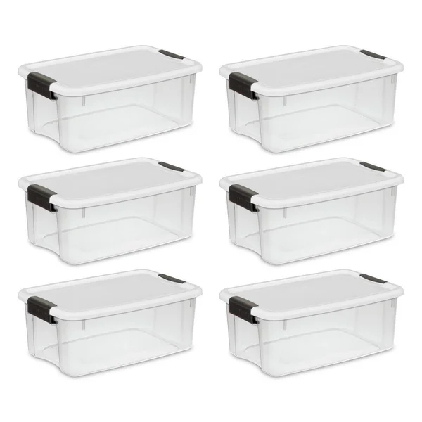 Sterilite 19849806 18 Quart/17 LITER Ultra Latch Box, Clear with A White Lid