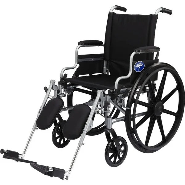 Medline K4 Basic Lightweight Wheelchair - 18 Wide Seat, Desk-Length Arms, Elevating Leg Rests