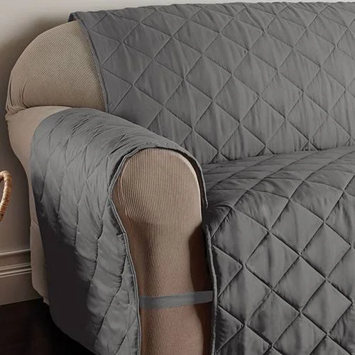 Innovative Textile Solutions Microfiber Solid Ultimate Loveseat Furniture Protector Slipcover, Gray, 132 x 98.5"