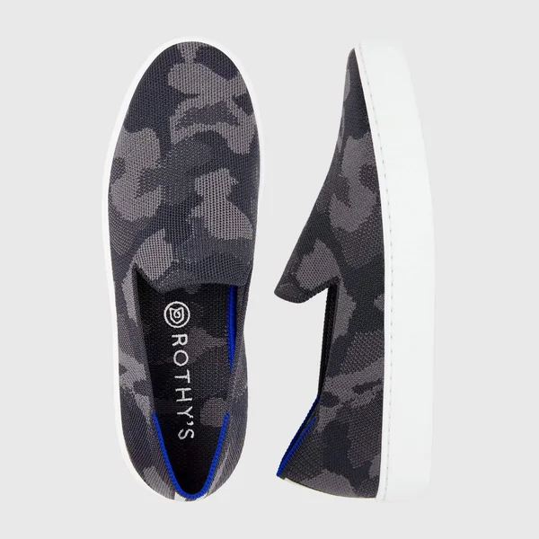Rothy&s Grey Slip-On Sneakers - Grey Camo, Size 10.5