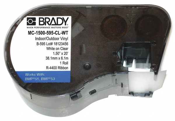 Brady MC-1500-595-CL-WT Label Cartridge - White/Clear, 240 in. W