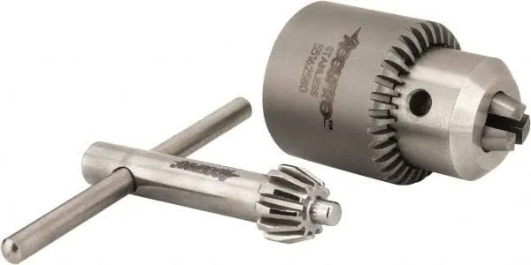Accupro 3/8-24, 0.51 to 7.39mm Capacity, Threaded Mount Stainless Steel Drill Chuck - Keyed, 28.4mm Sleeve Diam, 40mm Open Lengt