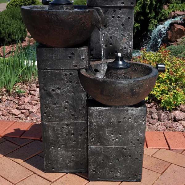 34x22 Burning Bowls 3-Tier Outdoor Water Fountain - Sunnydaze Decor